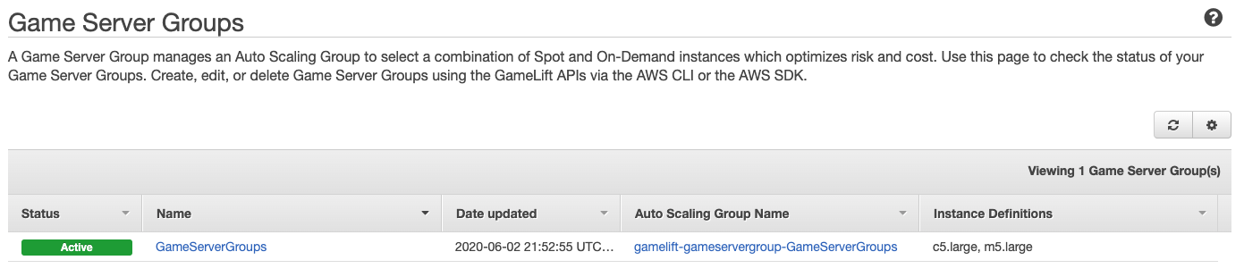 Creating Game Server Group :: Start Full Stack Game with GameLift